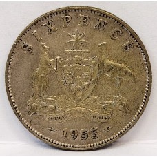 AUSTRALIA 1955 . SIXPENCE AUSTRALIA 1955 . SIXPENCE